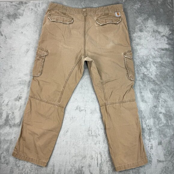 CARHARTT Force Mens Ripstop Relaxed Fit Distressed Cargo Pants Tan Utility Work - Picture 2 of 11
